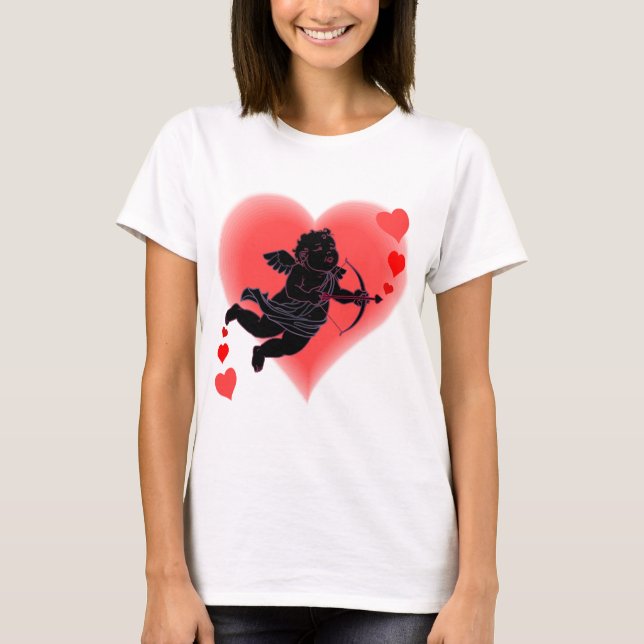 Valentines Shirts Dam Cupid Kärlek Shirts Anpassni Tee Shirt (Framsida)