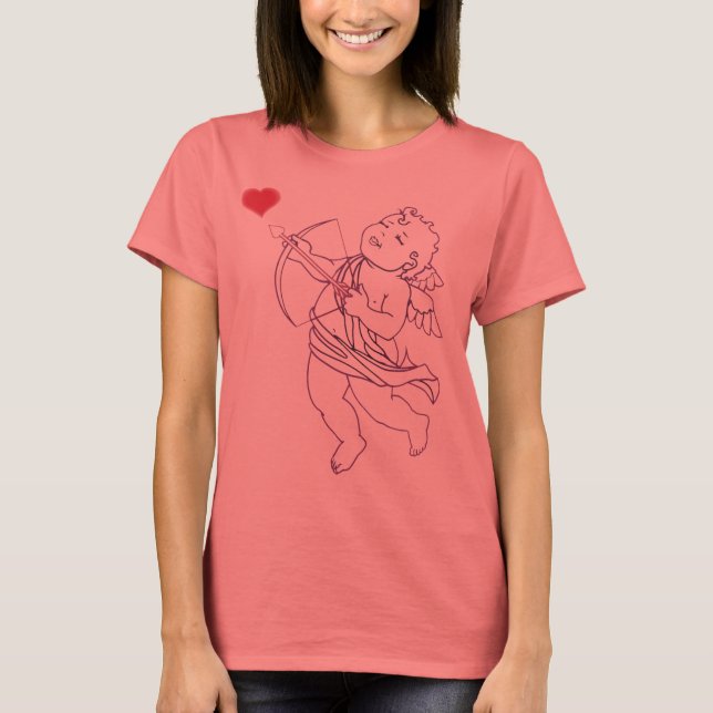 Valentines Shirts Dam Cupid Kärlek Shirts Anpassni Tröja (Framsida)