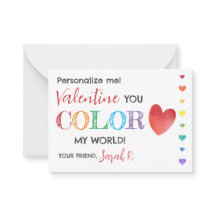 Valentine's Shuttle-penna Färg min värld Klasskort