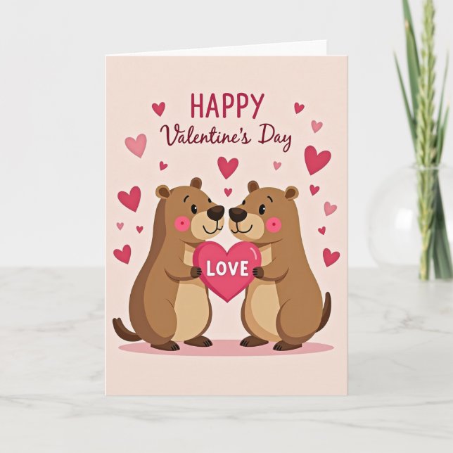 Valentines söta björnpar kärlekskort kort (Framsida)