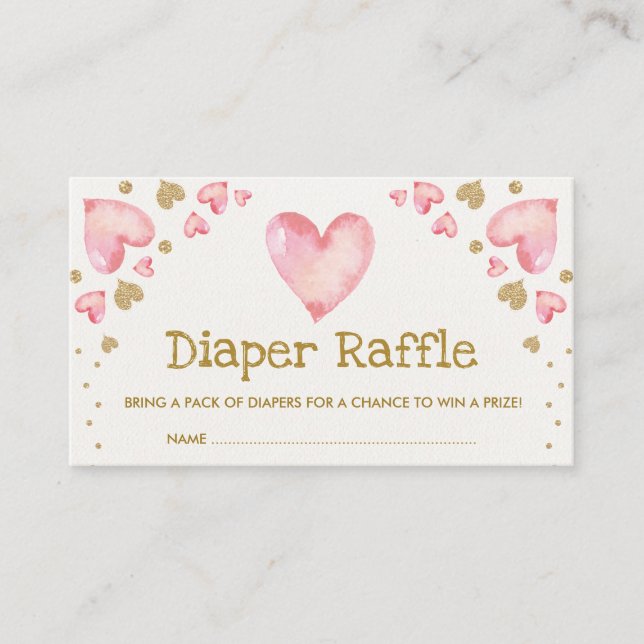 Valentines Sötnos Diaper Raffle Rosa Guld Tilläggskort (Framsida)