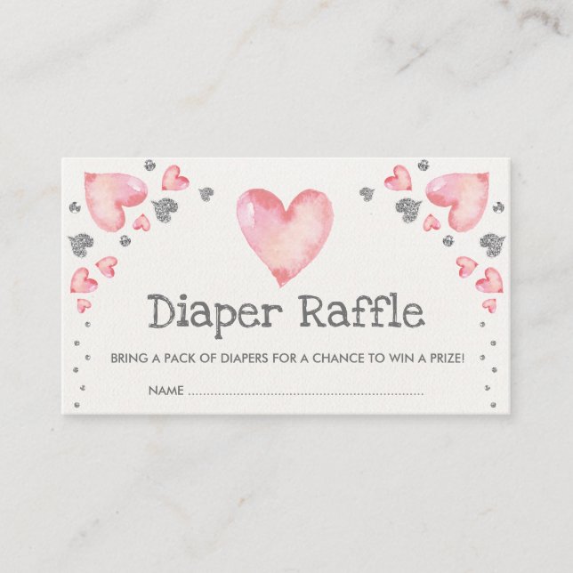 Valentines Sötnos Diaper Raffle Rosa Silver Tilläggskort (Framsida)