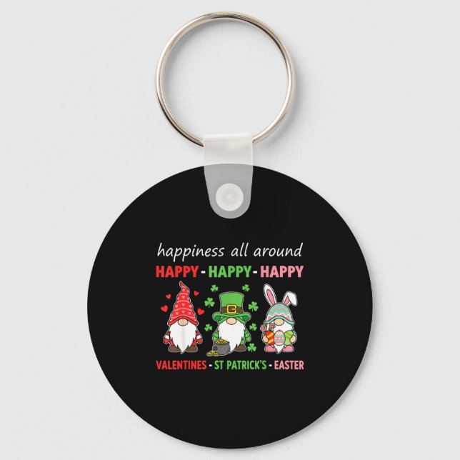 Valentines st patricks påsk tomte skjorta, lycklig nyckelring (Framsida)