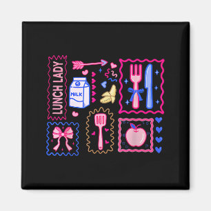 Valentines Stamp Kokett Båge Lunchdame Cafeteria Magnet