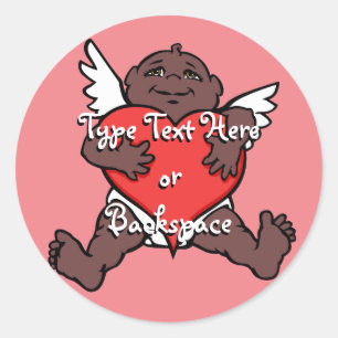 Valentines Sticker African Cupid Sticker Anpassnin Runt Klistermärke