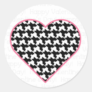 Valentines Sticker - Houndstooth Heart Runt Klistermärke