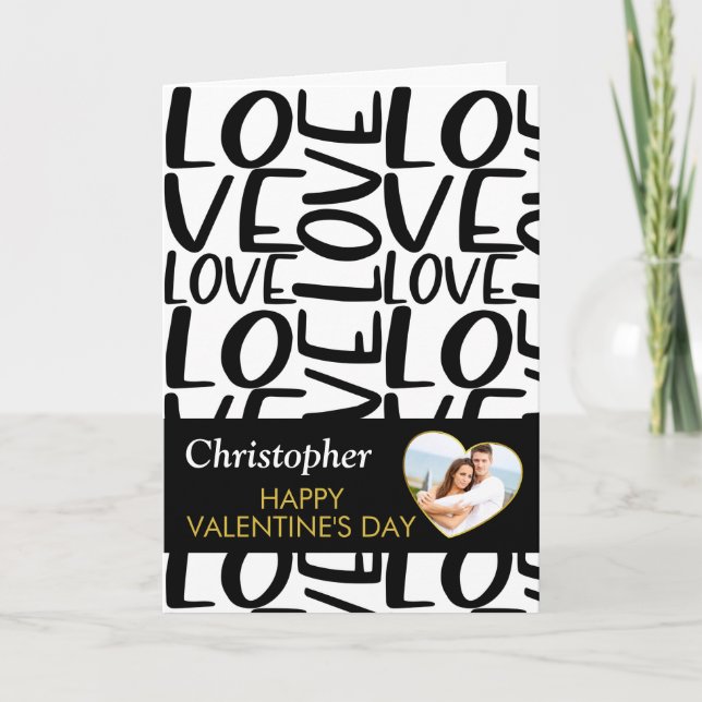 Valentines Svartvit minimalistisk hjärtfoto Kort (Framsida)