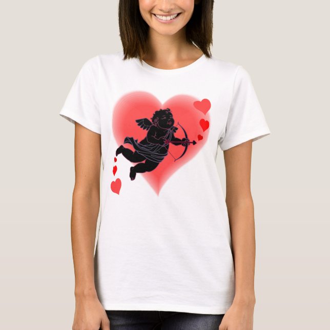 Valentines Sweatshirts Dam Cupid Kärlek Shirts T Shirt (Framsida)