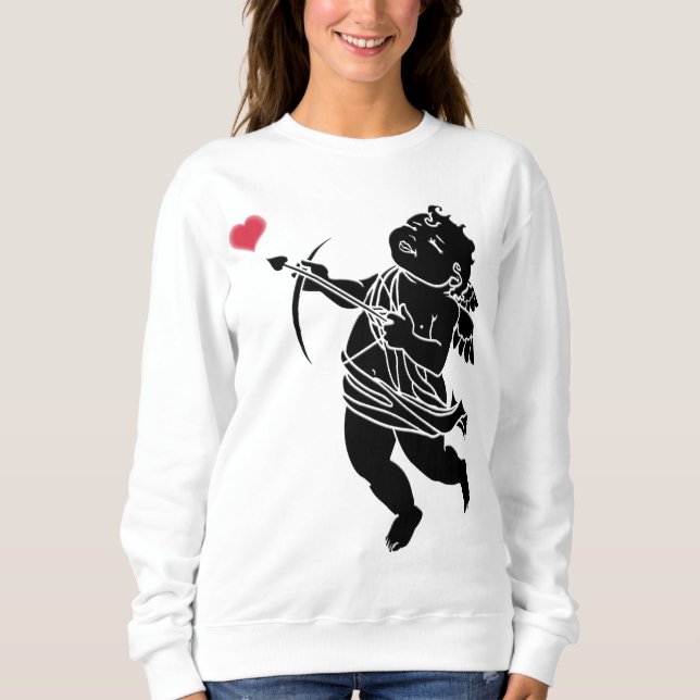 Valentines Sweatshirts Dam Cupid Kärlek Shirts Tee (Framsida)