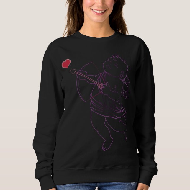 Valentines Sweatshirts Dam Cupid Kärlek Shirts Tröja (Framsida)