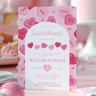 Valentines Sweetheart Candy Baby Shower Inbjudningar
