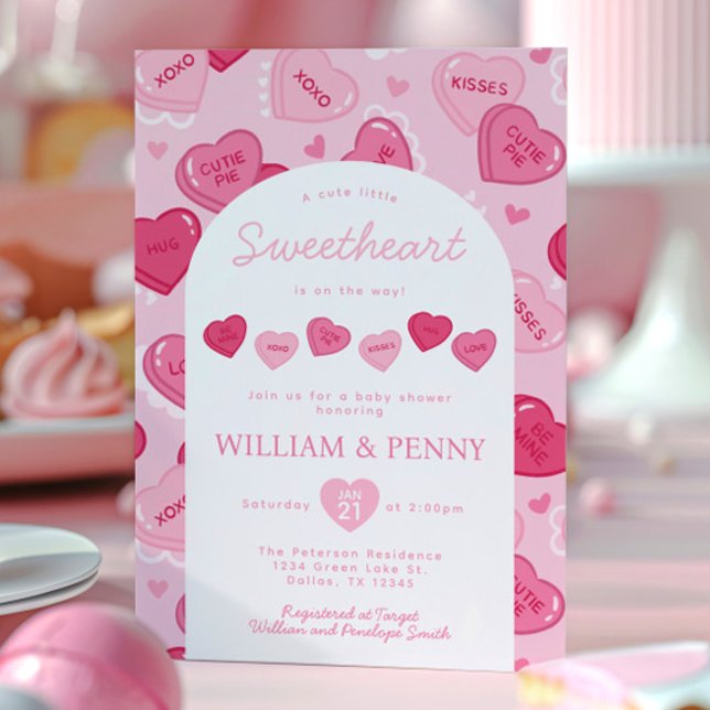 Valentines Sweetheart Candy Baby Shower Inbjudningar (Skapare uppladdad)