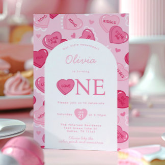 Valentines Sweetheart Godis Födelsedagsfest Inbjudningar