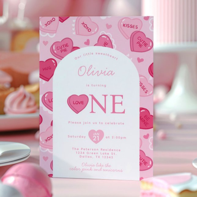 Valentines Sweetheart Godis Födelsedagsfest Inbjudningar (Skapare uppladdad)