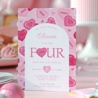 Valentines Sweetheart Godis Födelsedagsfest Inbjudningar