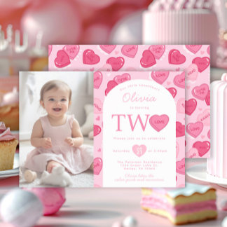 Valentines Sweetheart Godis Födelsedagsfest Inbjudningar