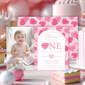 Valentines Sweetheart Godis Födelsedagsfest Inbjudningar