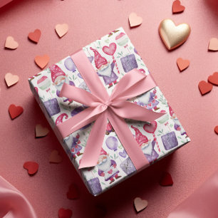 Valentines tema Gnome Mönster Presentpapper
