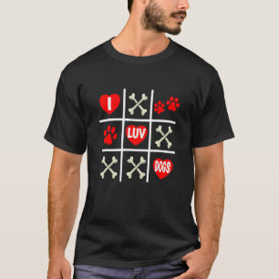 Valentines Tic Tac Toe I Luv Hundar, Hund T Shirt