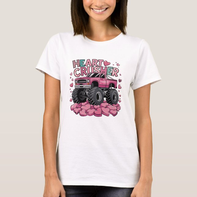 Valentines Truck Heart Crusher T Shirt (Framsida)