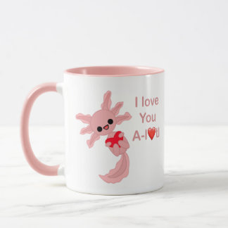 Valentines tvåtonsRosa Axolotl Kärlek Mugg