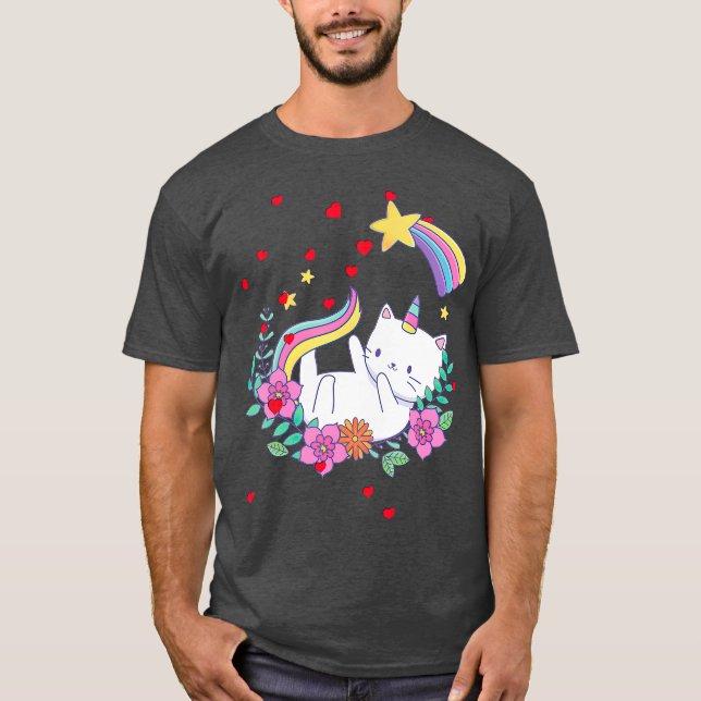 Valentines Unicorn Cat Kittycorn T Shirt (Framsida)