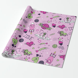 valentines utomjordisk kärlek ufo rymdfartsfartyg presentpapper