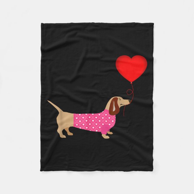 Valentines Weiner Daschund Doxie In Dog Dress  Fleecefilt (Framsidan)