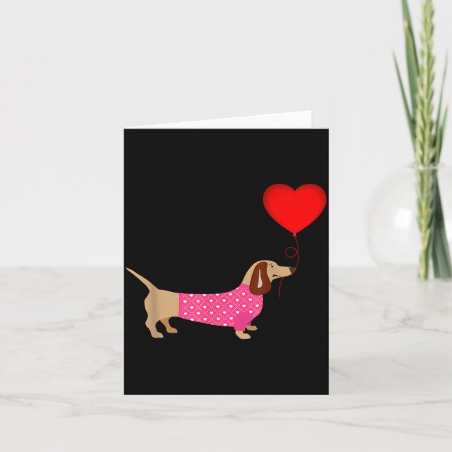 Valentines Weiner Daschund Doxie In Dog Dress  Kort (Framsida)