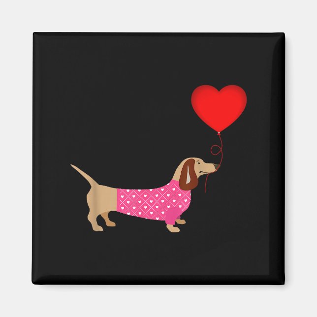 Valentines Weiner Daschund Doxie In Dog Dress  Magnet (Framsidan)