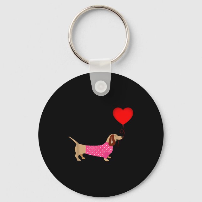 Valentines Weiner Daschund Doxie In Dog Dress  Nyckelring (Framsida)