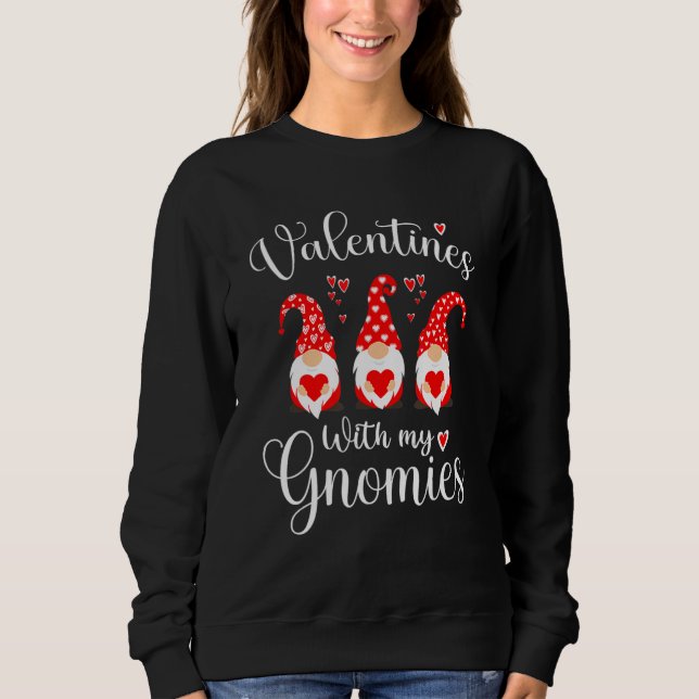 Valentines With My Gnomies Red Heart Valentine's D T Shirt (Framsida)