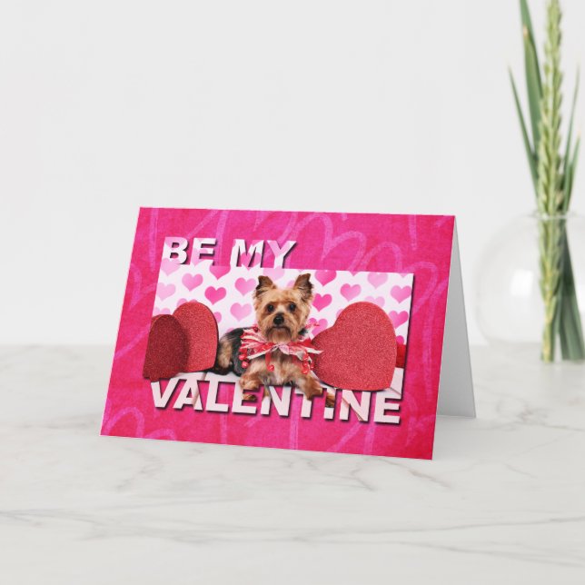 Valentines - Yorkie - skälmskt naturväxen Helgkort (Framsida)
