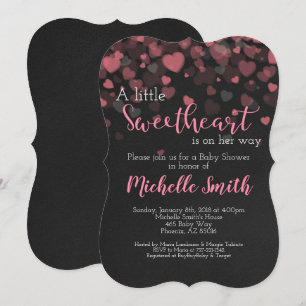 Valentinesbaby showerinbjudan, älskling, rosa inbjudningar