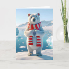 Valentinesbjörn med tassarna som formar ett hjärta kort