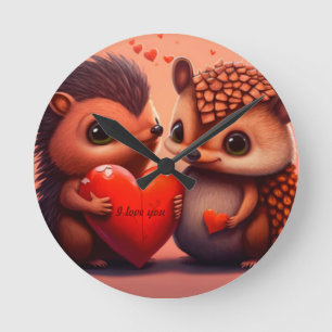 Valentinesbjörn tecknad anpassad rund klocka