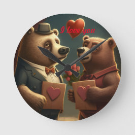 Valentinesbjörn tecknad film rund klocka