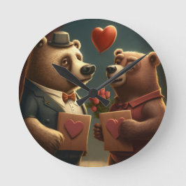 Valentinesbjörn tecknad rund klocka