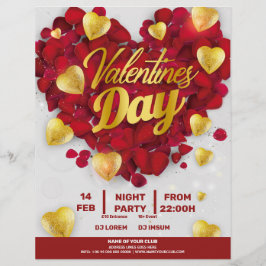 Valentineser 3D Golden & Red Hearts Party Reklamblad