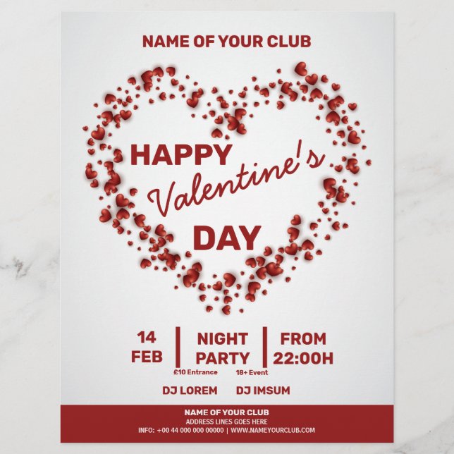 Valentineser 3D Red Hearts Big Heart Party Reklamblad (Framsidan)