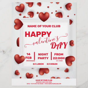 Valentineser 3D Red Hearts Party Reklamblad