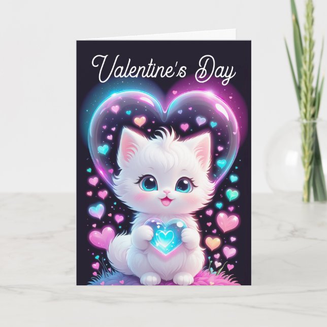Valentineser Adsible Cute Cat Valentine Day Kort (Framsida)