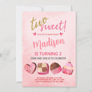 Valentineser Alla hjärtans flicka 2:a födelsedag. Inbjudningar