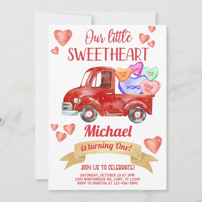 Valentineser Alla hjärtans födelsedag. Inbjudningar (Framsida)