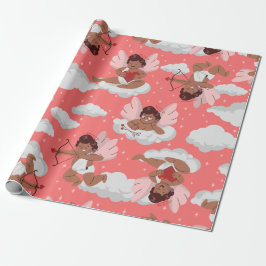 valentineser av afrikansk cupid svart cherub-ängla presentpapper