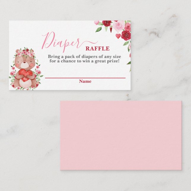 Valentineser Bear Baby Shower (Barnskor) - hårkort Tilläggskort (Fram/baksida)