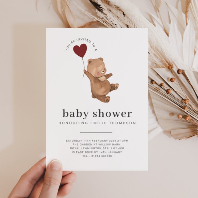 Valentineser Bear Baby Shower-inbjudan Inbjudningar (Skapare uppladdad)
