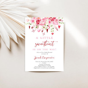 Valentineser Blommigt Baby Shower Girl-inbjudan Inbjudningar