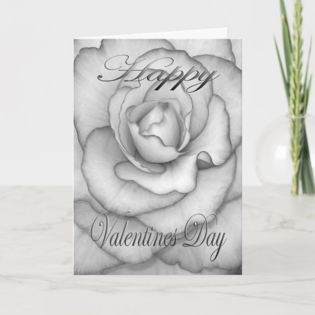 Valentineser Blomvitt och svart Helgkort (Framsida)