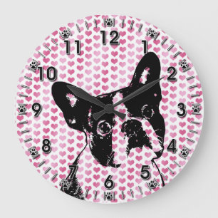 Valentineser - Boston Terrier Silhouette Stor Klocka